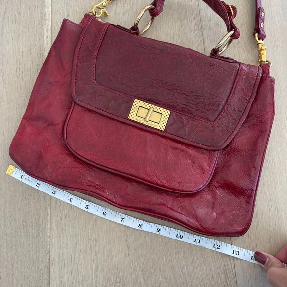 Rebecca Minkoff Briefcase Style Distressed Red Leather Shoulder or Handheld Bag - Picture 15 of 16